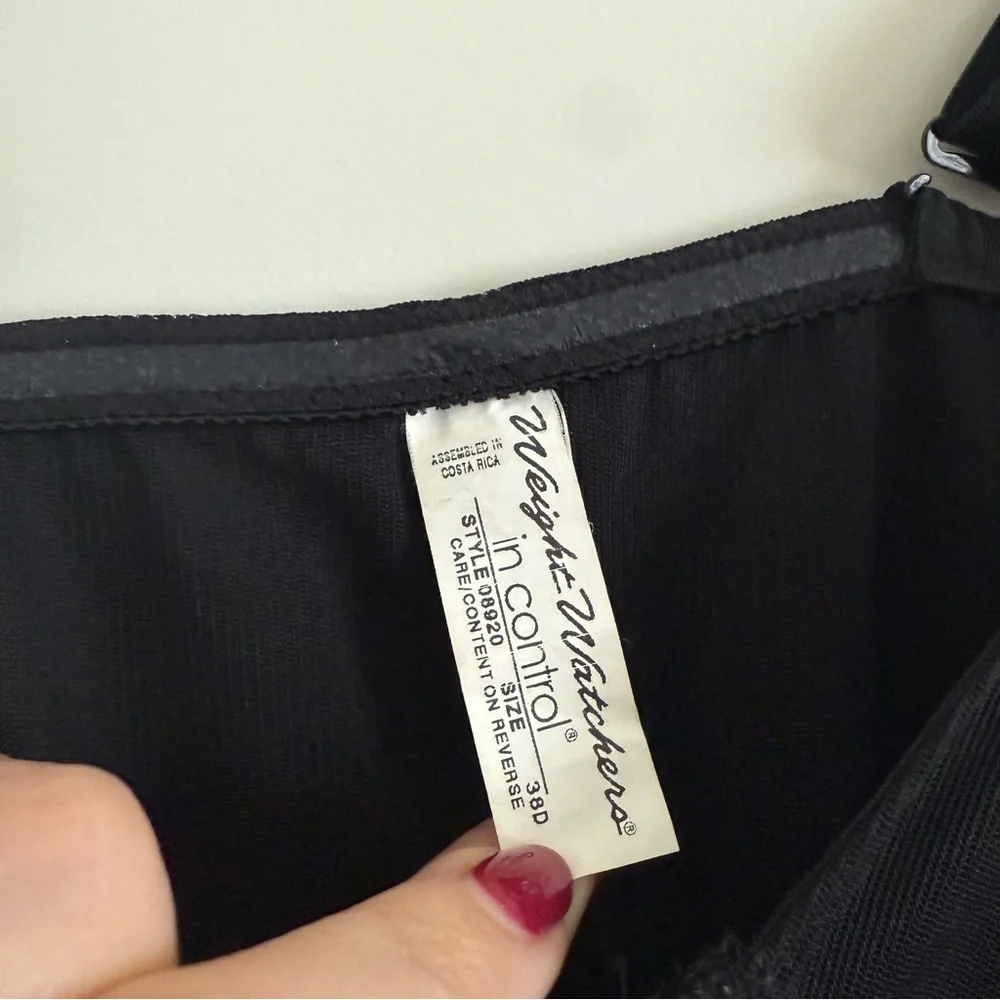 Vintage Weight Watchers In Control Instant Body Shaping Bra Slip Size 38D Black